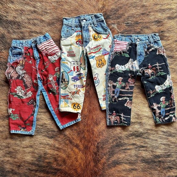 Vintage Levis Cowboy/Western Upcycled Themed Jeans 3 Pairs NWT - Picture 1 of 15